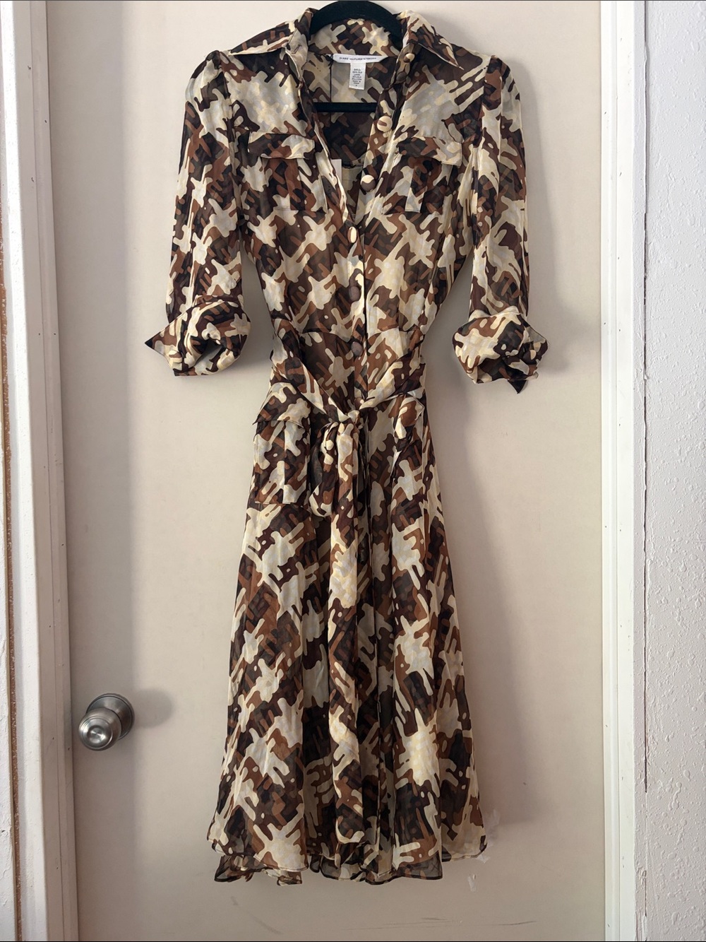 Diane von Furstenberg Silk Hillevi Dress with Tie Waist